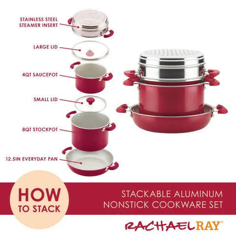 8-Piece Stacking Nonstick Induction Cookware Set