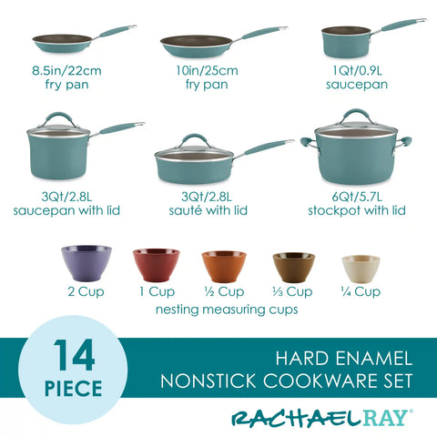 14-Piece Cucina Nonstick Cookware and Measuring Cup Set