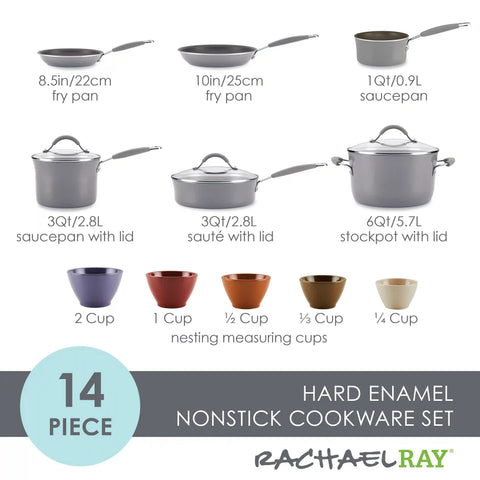 14-Piece Cucina Nonstick Cookware and Measuring Cup Set