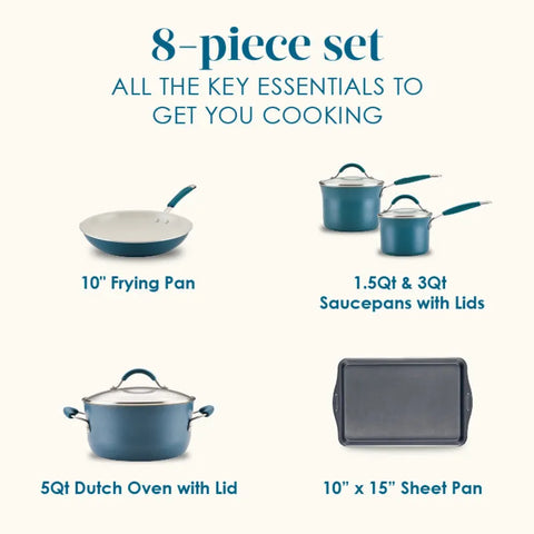 8-Piece Ceramic Nonstick Cookware Set