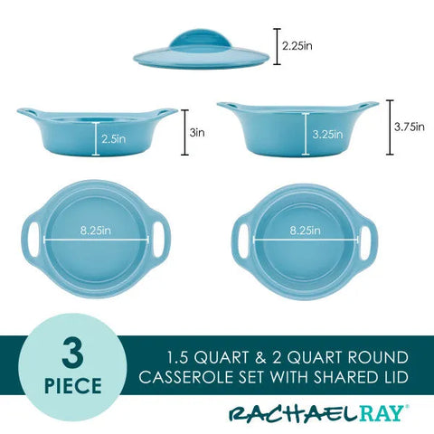 3-Piece Ceramic Casserole Set