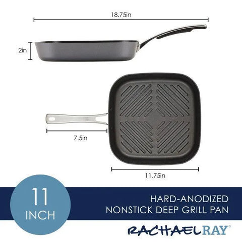 11-Inch Cook + Create Hard Anodized Nonstick Deep Grill Pan