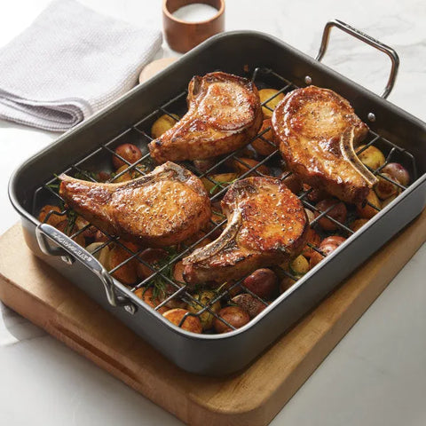 16.5-Inch x 13.5-Inch Nonstick Steel Roaster with Reversible Rack