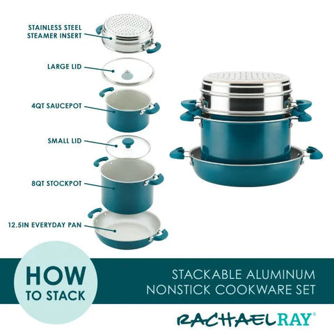 8-Piece Stacking Nonstick Induction Cookware Set