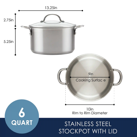 6-Quart Stainless Steel Induction Stockpot with Lid
