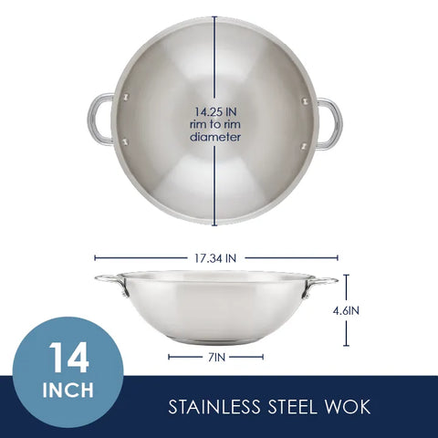 14-Inch Stainless Steel Induction Wok