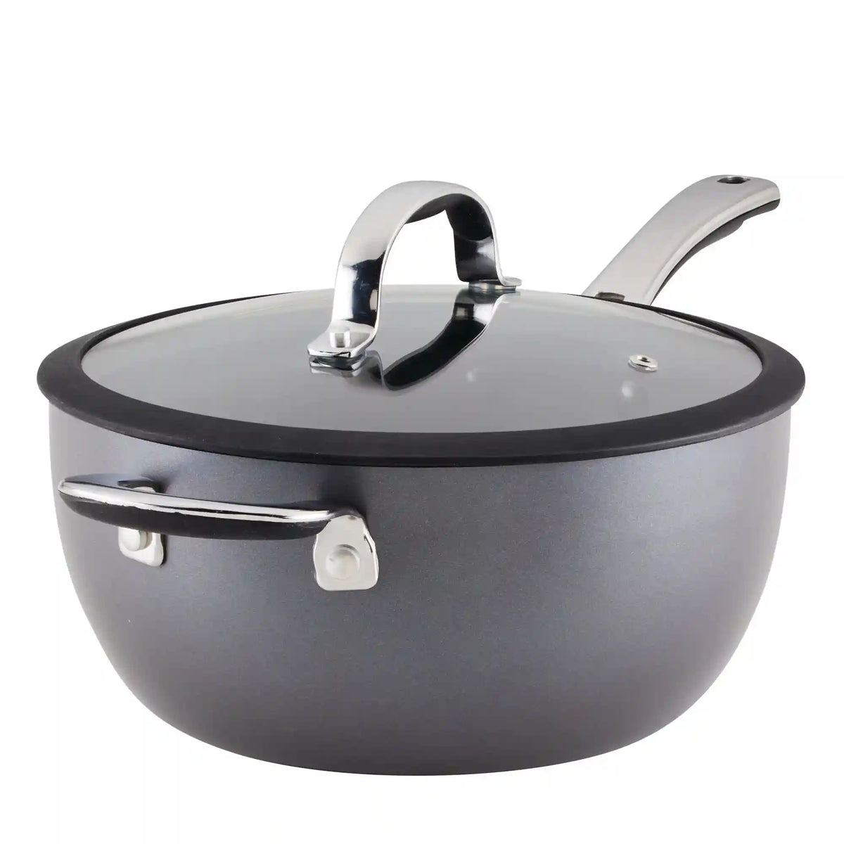 4.5-Quart Cook + Create Hard Anodized Nonstick Saucier Pan with Lid and Helper Handle
