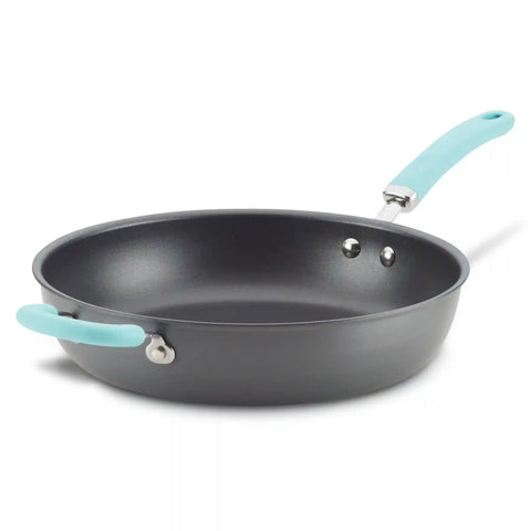12.5-Inch Anodized Nonstick Induction Deep Frying Pan with Helper Handle