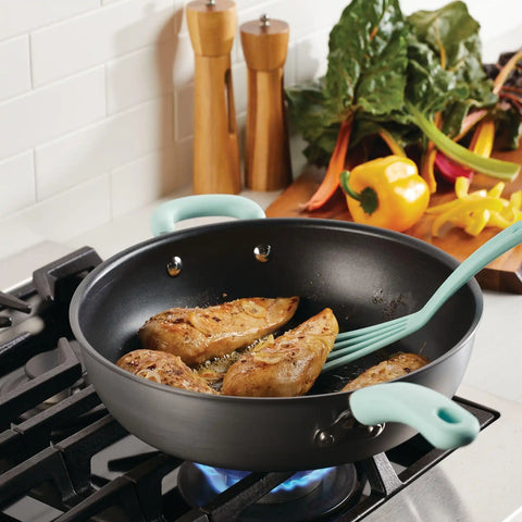 12.5-Inch Anodized Nonstick Induction Deep Frying Pan with Helper Handle
