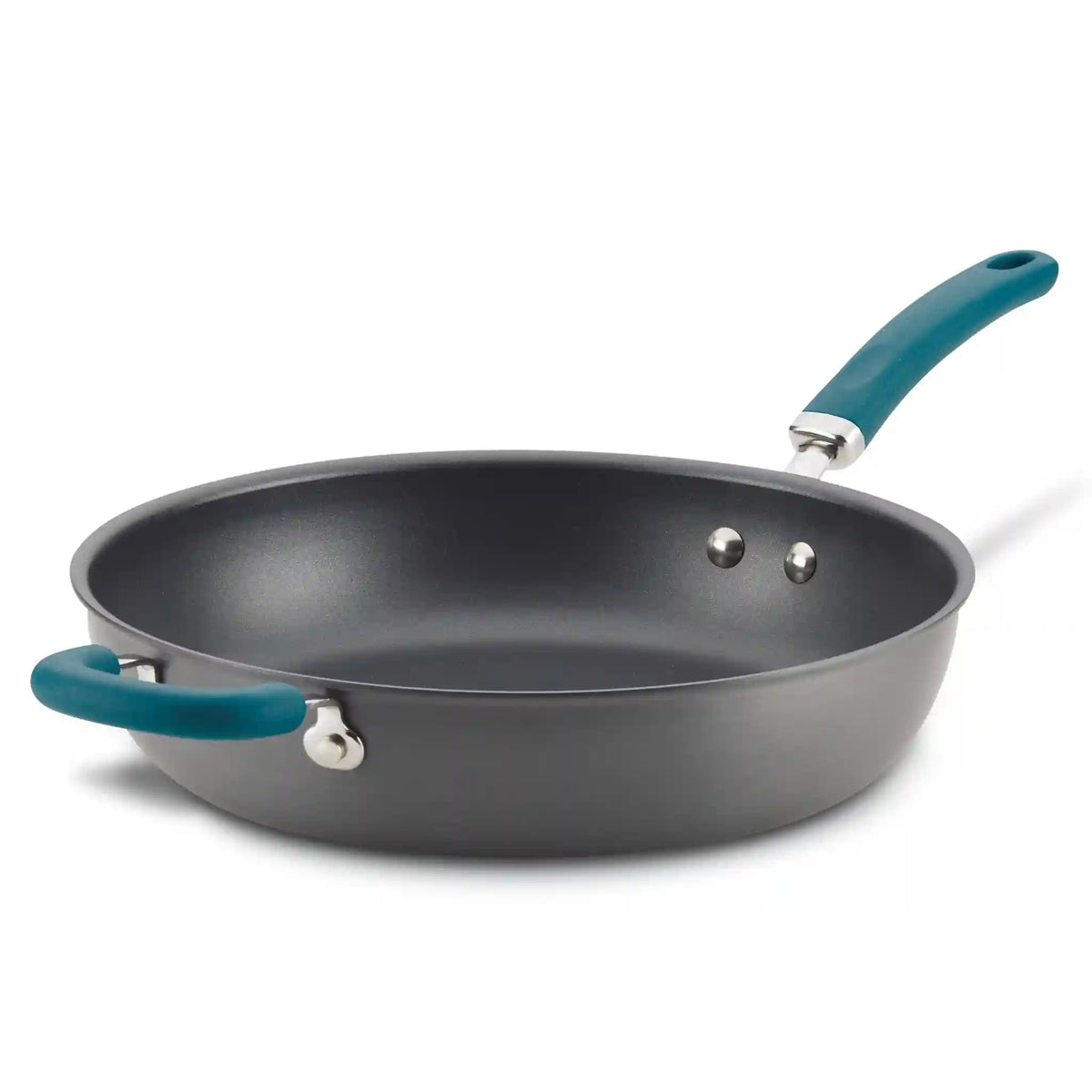 12.5-Inch Anodized Nonstick Induction Deep Frying Pan with Helper Handle