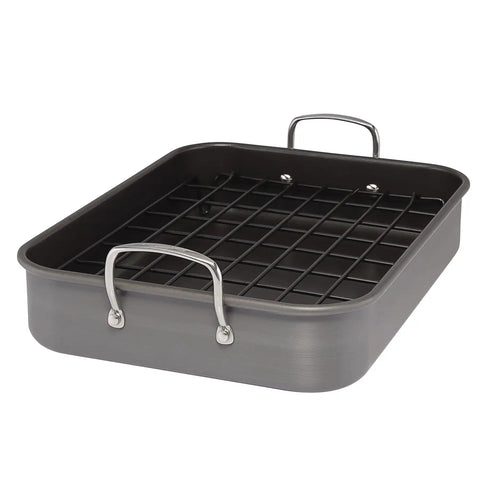 16-Inch x 12-Inch Nonstick Hard Anodized Roaster with Reversible Rack