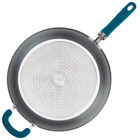 12.5-Inch Anodized Nonstick Induction Deep Frying Pan with Helper Handle