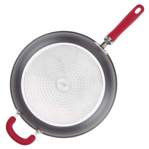 12.5-Inch Anodized Nonstick Induction Deep Frying Pan with Helper Handle