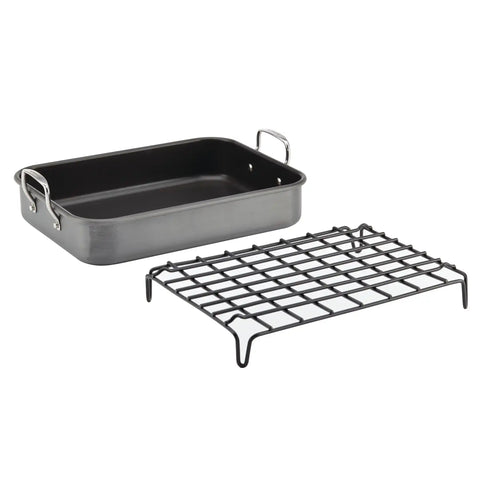 16-Inch x 12-Inch Nonstick Hard Anodized Roaster with Reversible Rack