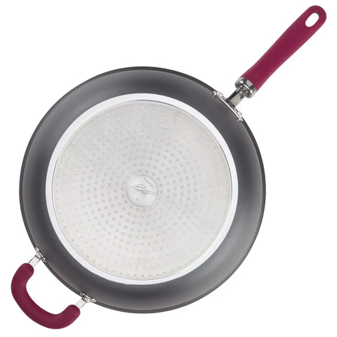 12.5-Inch Anodized Nonstick Induction Deep Frying Pan with Helper Handle