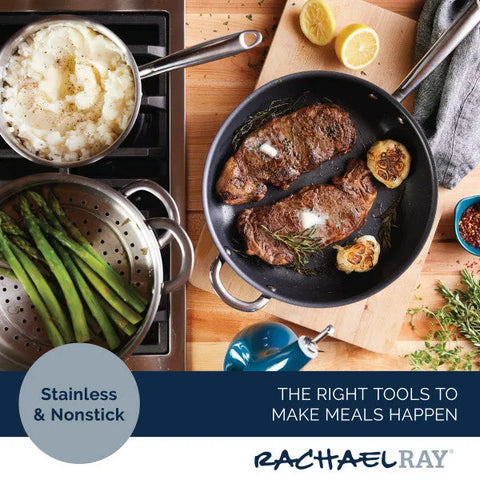 11- Piece Professional Hard-Anodized Nonstick and Induction Stainless Steel Cookware Set