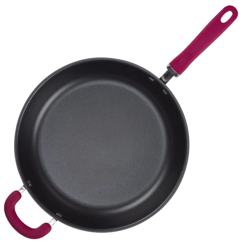 12.5-Inch Anodized Nonstick Induction Deep Frying Pan with Helper Handle