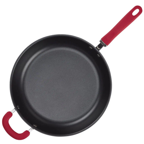 12.5-Inch Anodized Nonstick Induction Deep Frying Pan with Helper Handle