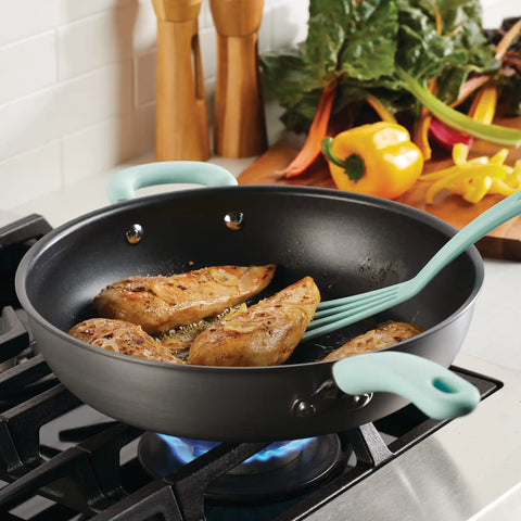 12.5-Inch Anodized Nonstick Induction Deep Frying Pan with Helper Handle