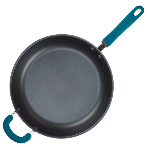 12.5-Inch Anodized Nonstick Induction Deep Frying Pan with Helper Handle