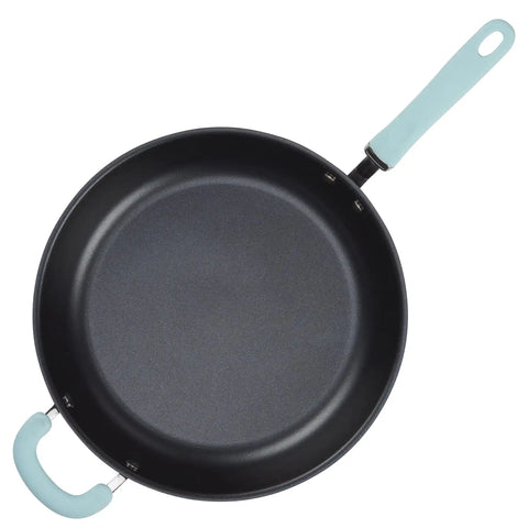 12.5-Inch Anodized Nonstick Induction Deep Frying Pan with Helper Handle